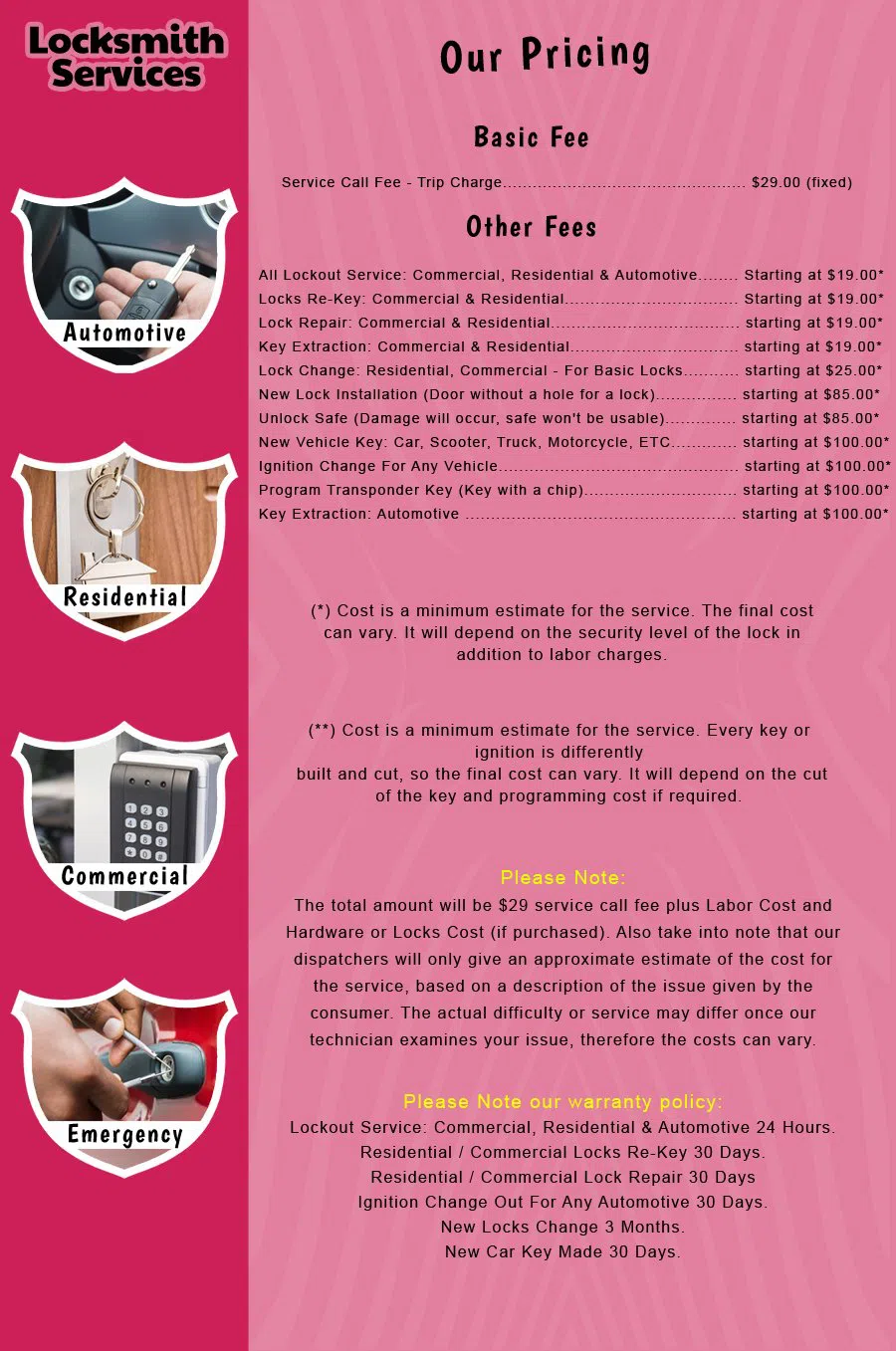 Asbury Park NJ Locksmith Store Asbury Park, NJ 732-826-2116 - price-list-c-18